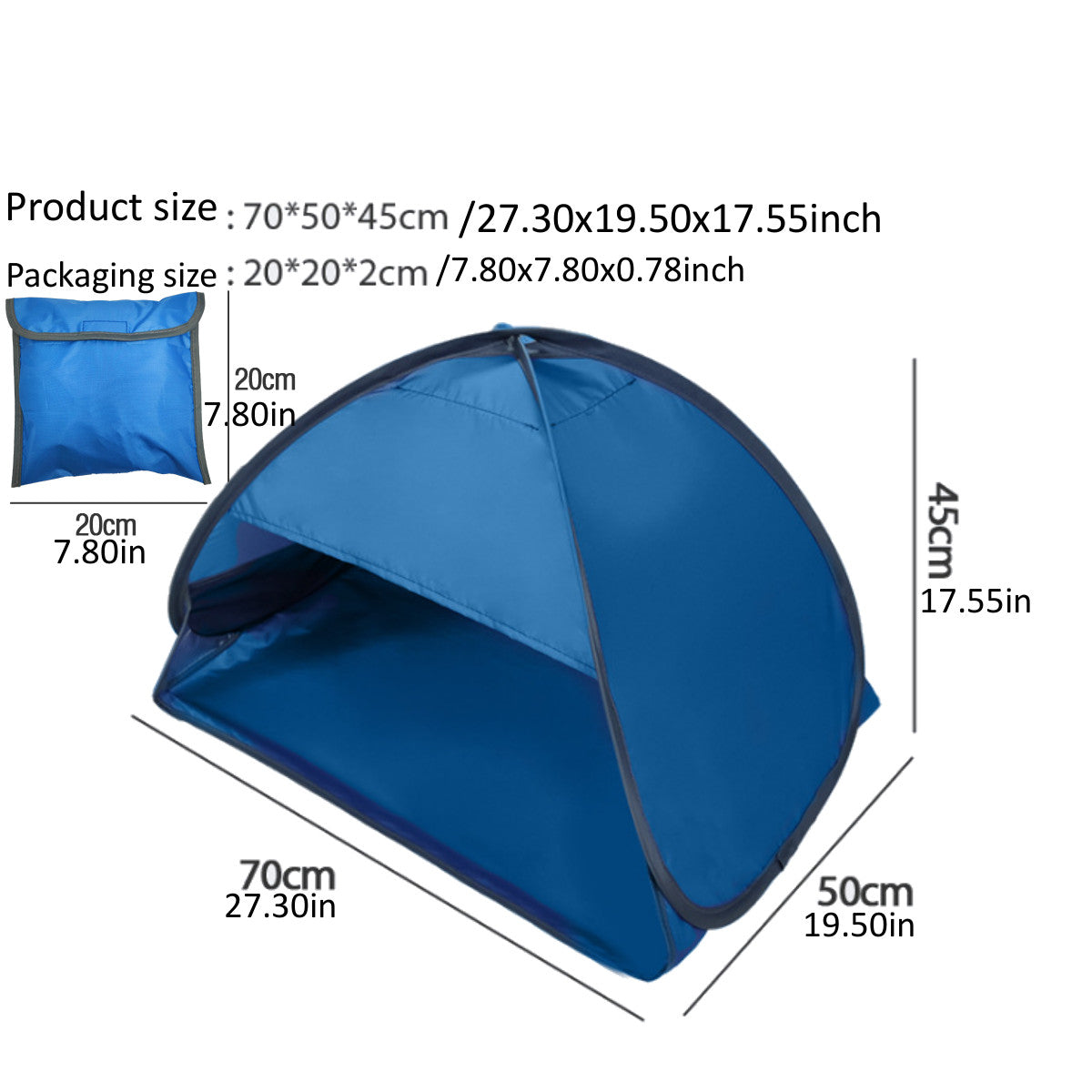 Tienda de campaña con sombra para la playa, Refugios para el sol, refugios para camping, toldo portátil, toldo resistente al viento y a prueba de arena (azul zafiro, M)