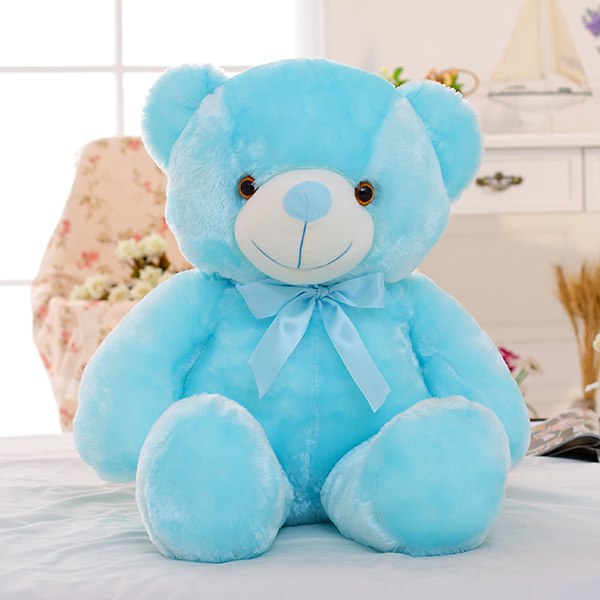 Oso de peluche con luz LED, juguete de peluche colorido brillante, regalo para niños, almohada cómoda