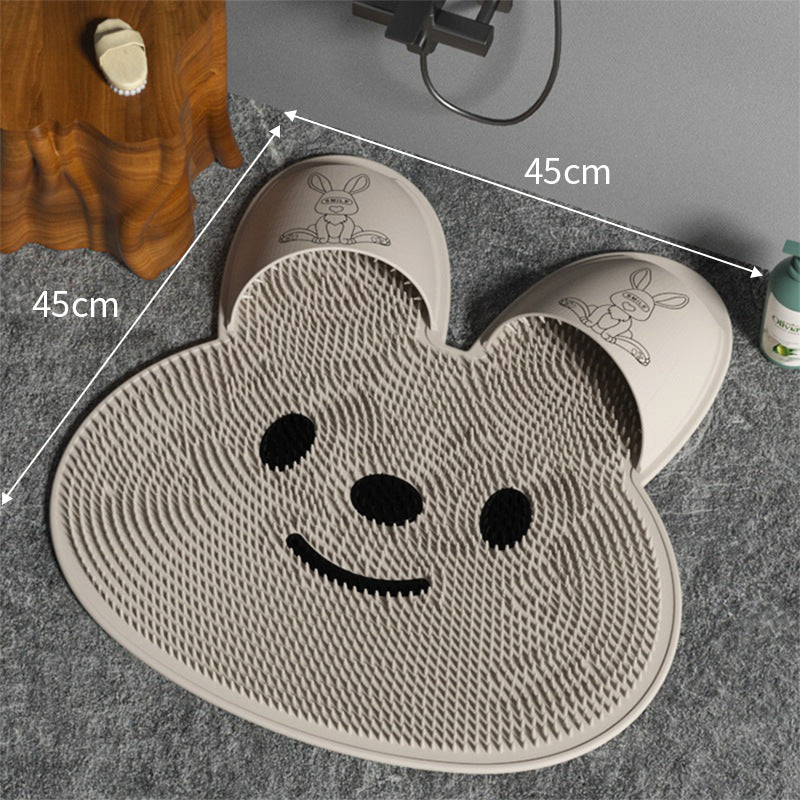 Alfombra de silicón antideslizante para baño, Acupuntura y masajeador para pies en forma de conejo