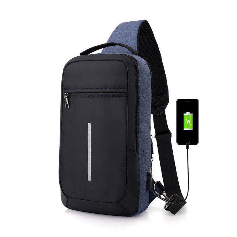 Mochila con vista al frente en el pecho, para carga USB antirrobo 19 cm x 36 cm