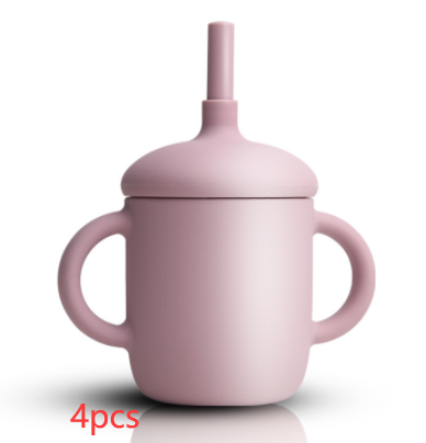 Diseño de taza de silicona, taza de alimentación de bebé, botella de agua con popote, taza para sorber de silicona