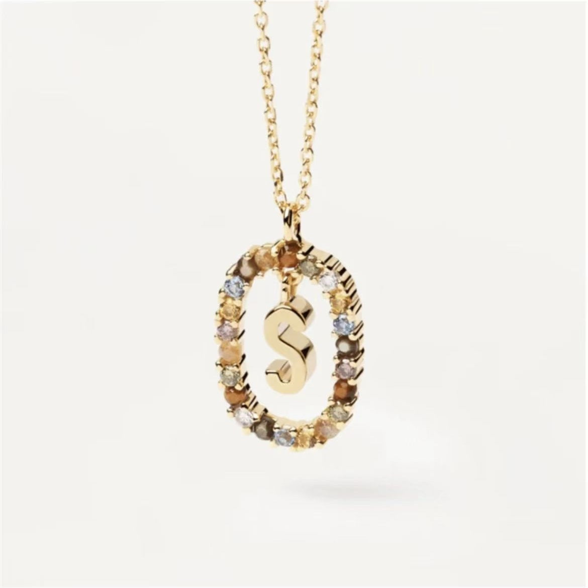 Collar de piedras de imitación con letras a elección, joyería de moda de 18 quilates