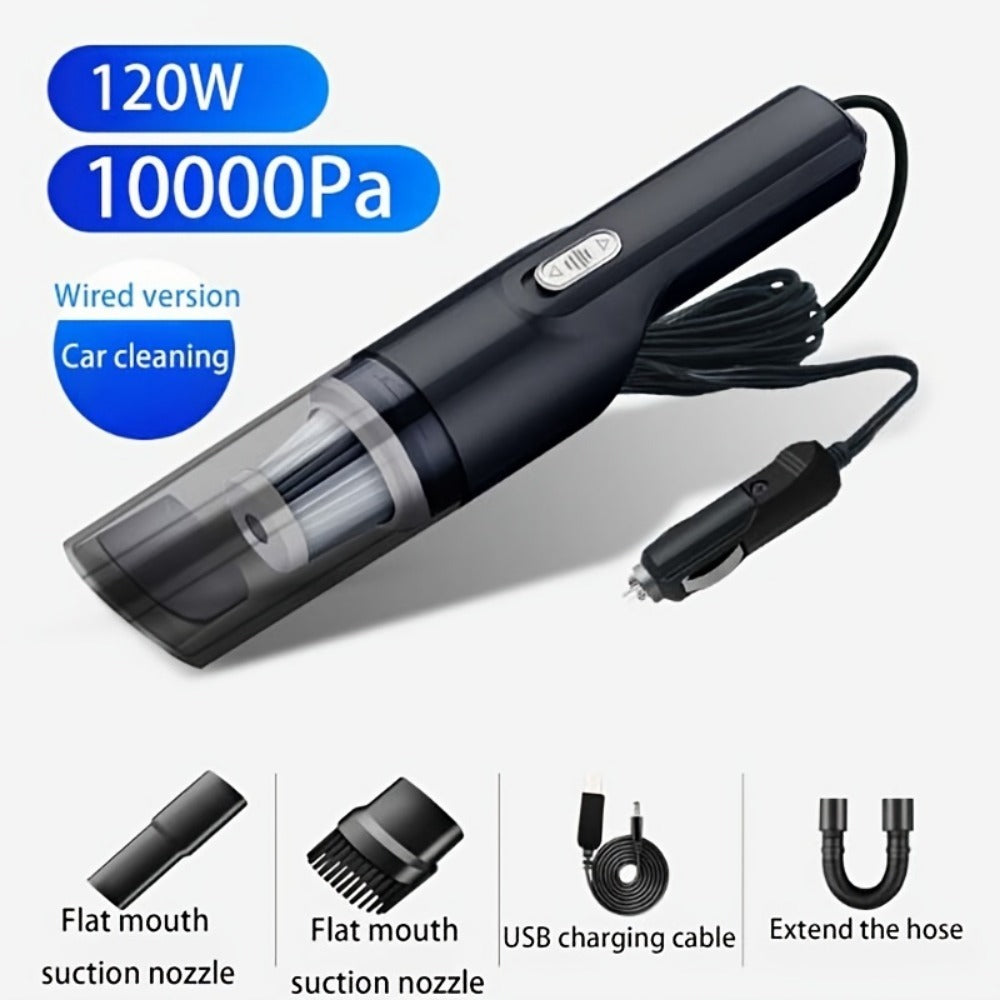 Aspiradora de auto, 120 W, 12000 Pa, recargable, de mano, multifunción, para el interior del coche.