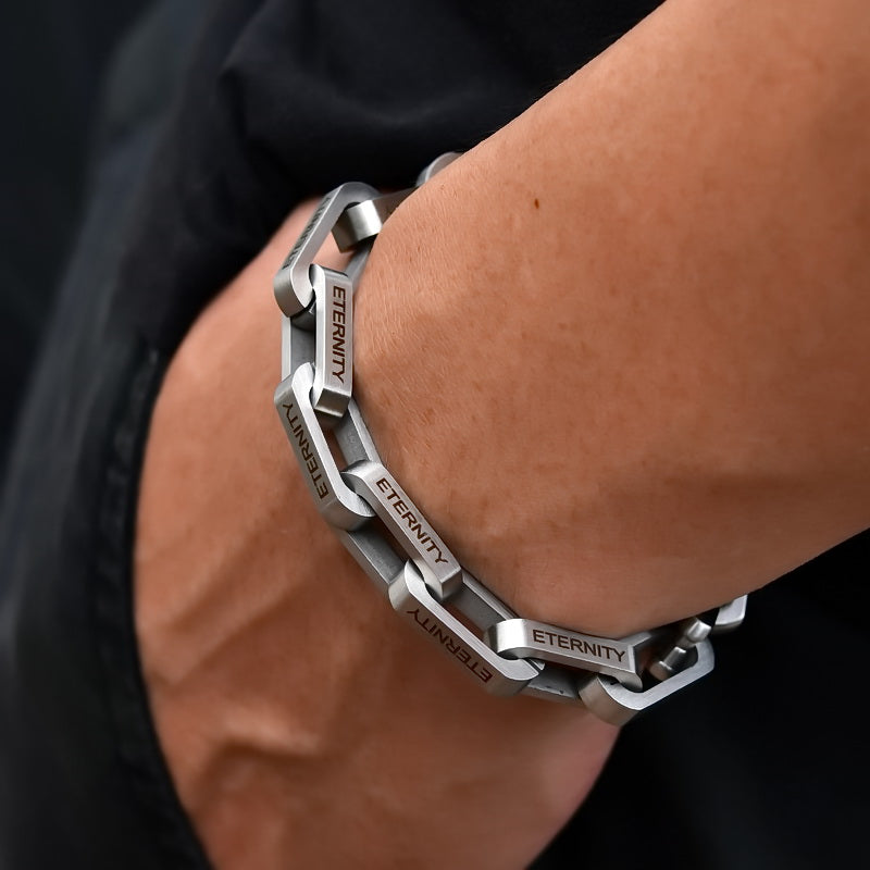 Frosted Engraved Thick Square Buckle Necklace
