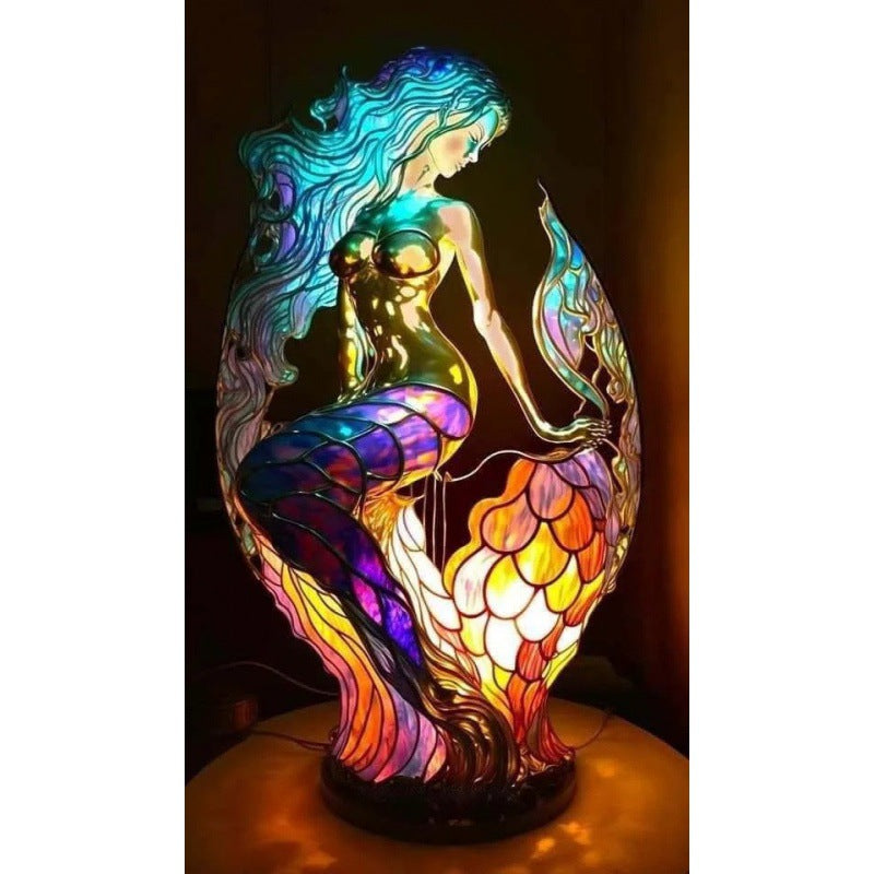 Escultura de imagen de animal extraño mágico con adornos de luz coloridos