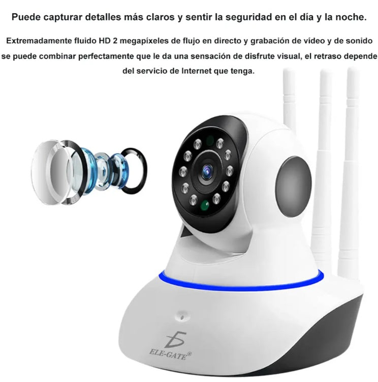 Cámara IP Wifi 3 Antenas Full HD 1080p – Visión Nocturna + Detección de Movimiento 🛡️📲