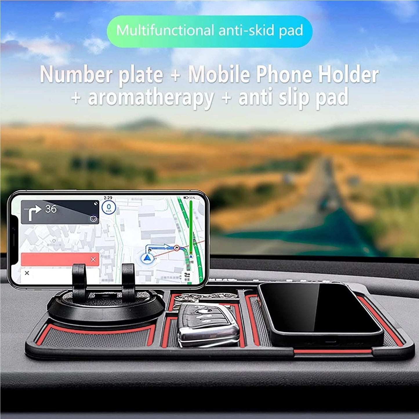 KIt de automóvil de alta calidad! Almohadilla antideslizante para teléfono de coche 4 en 1, alfombrilla antideslizante