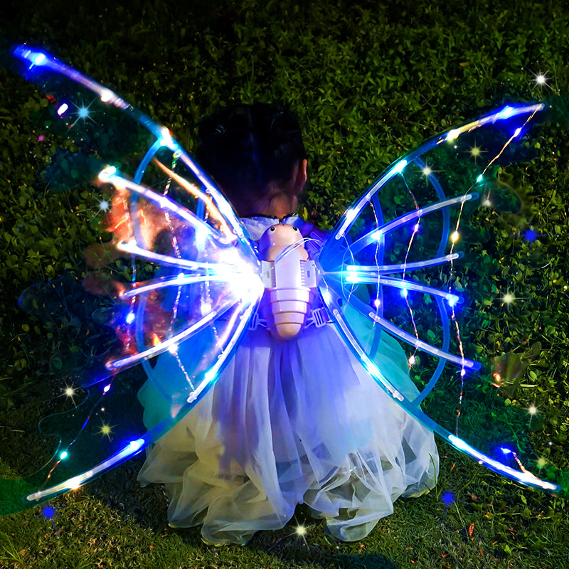 Alas de mariposa con luces brillantes, alas de hadas móviles para lucir como una bella princesa