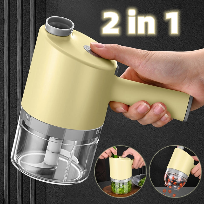 Mini picadora de alimentos, para hacer carne molida, rebanadora portátil de mano, prensa de ajo eléctrica inalámbrica, rebanadora auto limpiante para verduras, carnes y más.