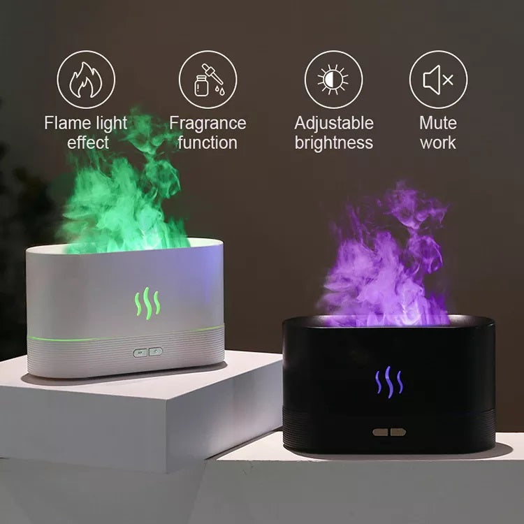 Humidificador de llama ultrasónico USB, difusor de Aroma de llama de fuego de aceite esencial colorido Led RGB