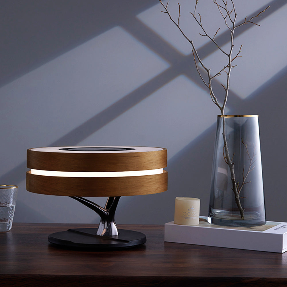 Altavoz redondo inteligente con Bluetooth para música, lámpara con WiFi, árbol circular de luz Led, carga inalámbrica para sala de estar