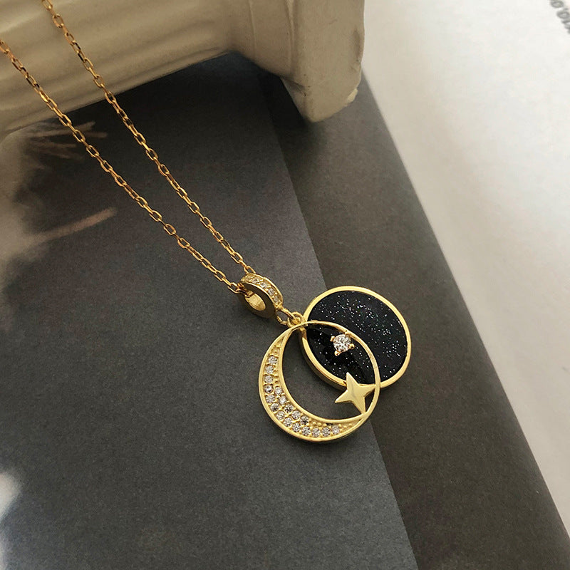 Collar de luna y estrella de plata 925, hermoso collar con dije dorado o plateado