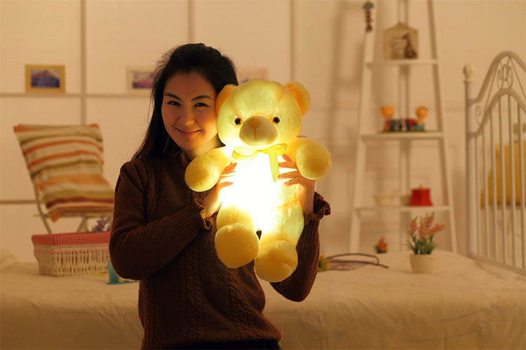 Oso de peluche con luz LED, juguete de peluche colorido brillante, regalo para niños, almohada cómoda
