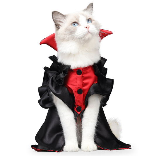 Disfraz de transformación de vampiro de Halloween de gato; Hermoso traje para tu mascota, perro pequeño o gatos.