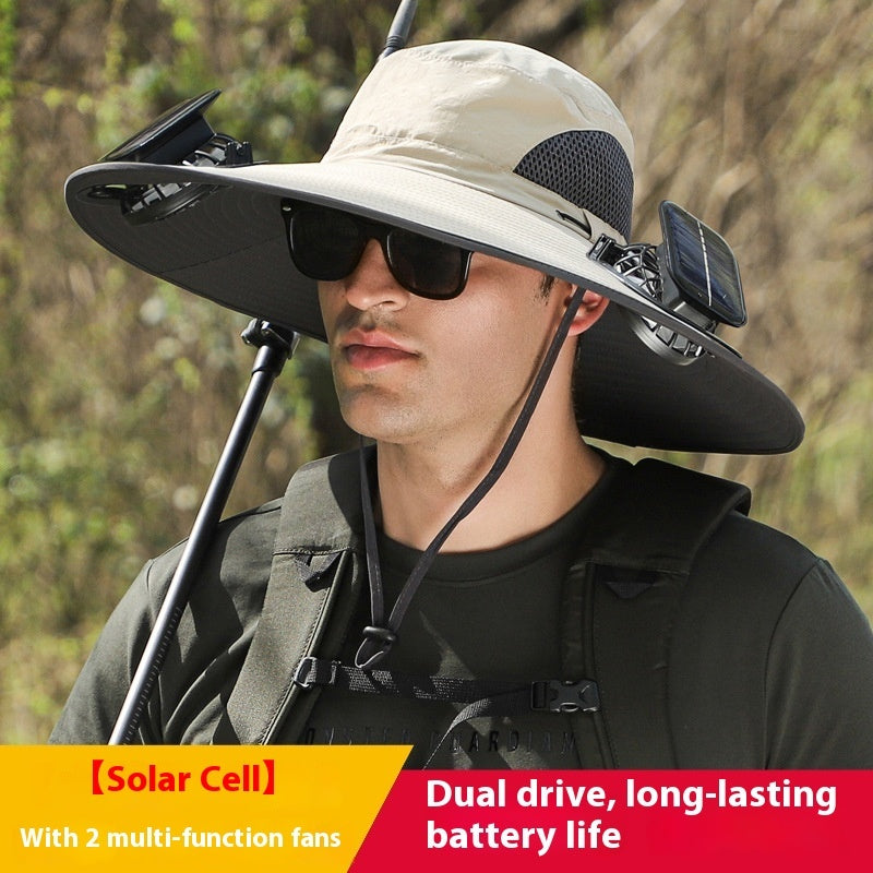 Sombrero con Doble Ventilador Solar – Anti-Calor, Impermeable y Transpirable