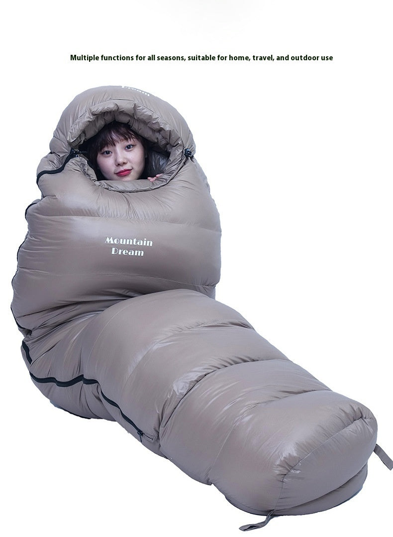 Saco de dormir ultraligero tipo momia relleno de plumón