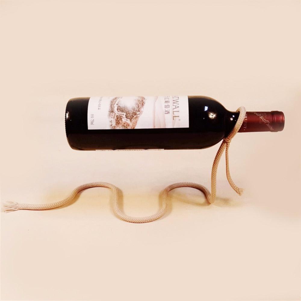 Soporte de botella de vino con diseño flotante, cuerda, lazo, estante para vino, whisky, cocina, bar, pub, accesorios
