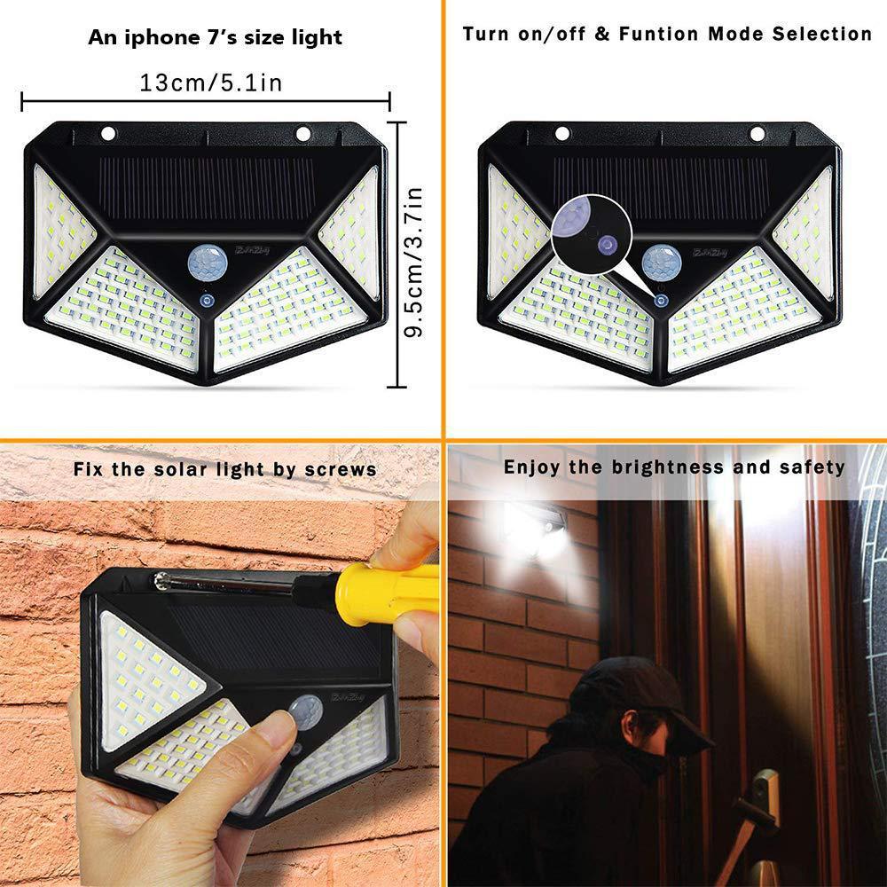 Lámpara de pared solar de 100 LED