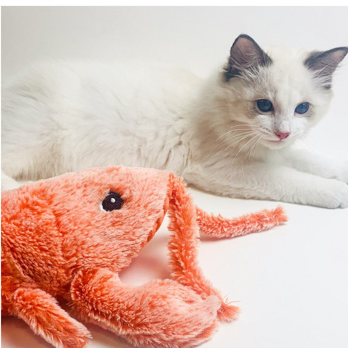 Juguetes para mascotas a pilas, camarones saltadores eléctricos, carga USB, simulación de langosta, divertido gato, juguete para mascotas de peluche