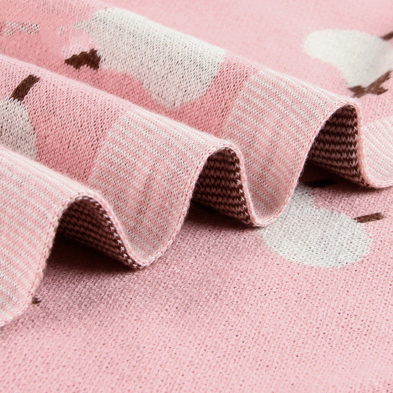 Manta de pelo para bebé, frazada prueba de viento para bebé, protección y calidad para infantes, Manta de punto 100% algodón para niños y niñas con lindas ovejas gris, color rosa