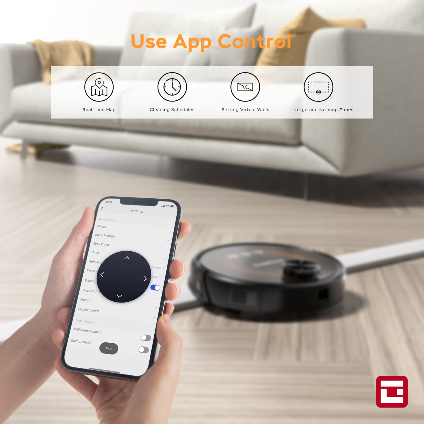 Robot aspirador y trapeador Geek Smart L8, navegación LDS, aplicación conectada a Wi-Fi, limpieza selectiva de habitaciones, succión MAX 2700 PA, ideal si tienes mascotas y hogares más grandes.