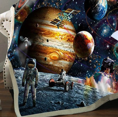 Ropa de cama, mantas de perezoso para cama, manta de felpa de animales de dibujos animados, ropa de cama de planeta, estrella, universo, espacio exterior, manta polar de Sherpa