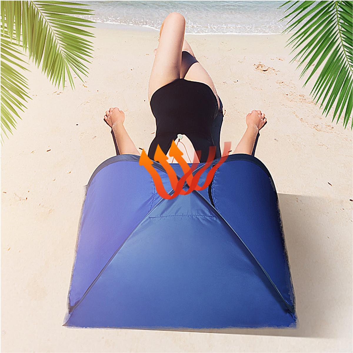 Tienda de campaña con sombra para la playa, Refugios para el sol, refugios para camping, toldo portátil, toldo resistente al viento y a prueba de arena (azul zafiro, M)