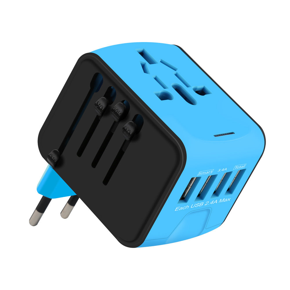 Base de carga multifuncional para viajes con 4 puertos USB y convertidor