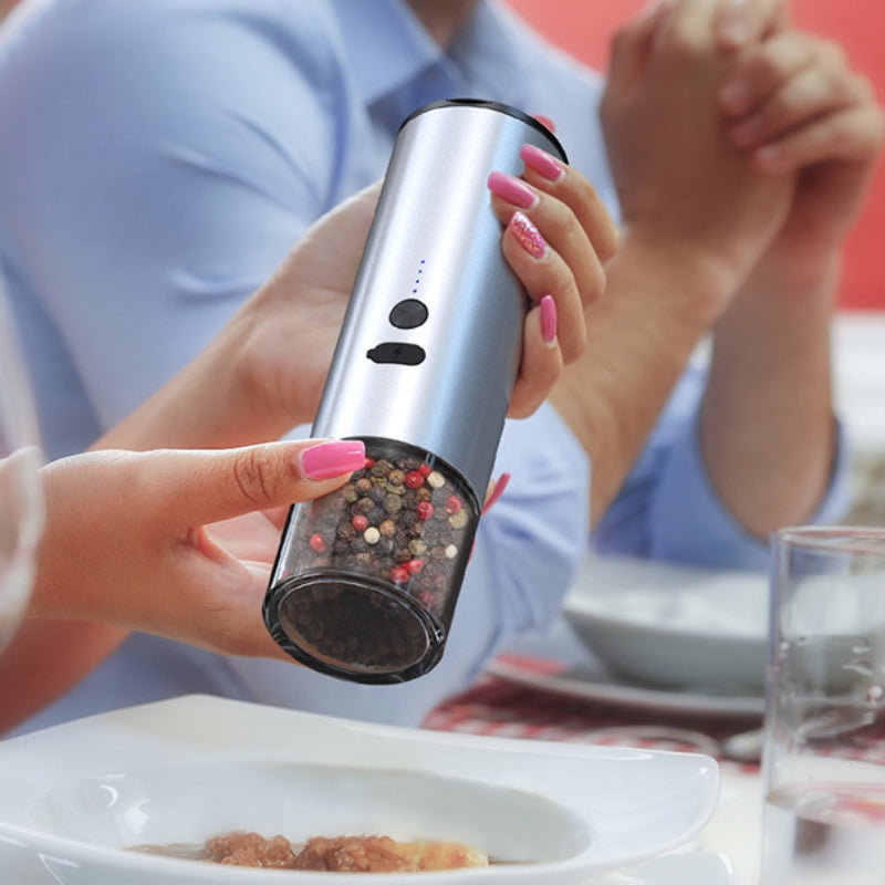 Molinillo eléctrico para especies sal y pimienta, molinillo eléctrico, molinillo de pimienta yrgable, juego de m sal con utensilios de cocina LED