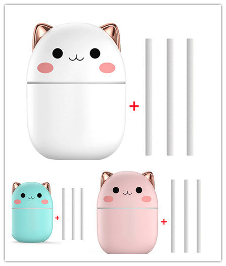 Humidificador de aire con diseño de gato, ultra silencioso, USB, purificador de aire con LED