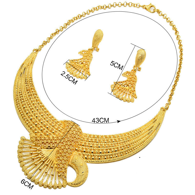 Conjunto de bisutería chapado en oro de 24 quilates con aretes, hermoso conjunto de bijou de distintas figuras