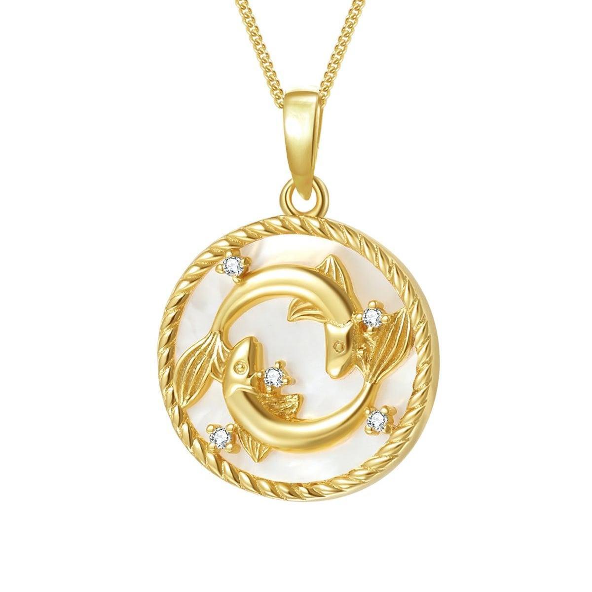 Collar de circonitas con 12 constelaciones de moneda redonda, COLLAR con dije de SIGNO del ZODIACO