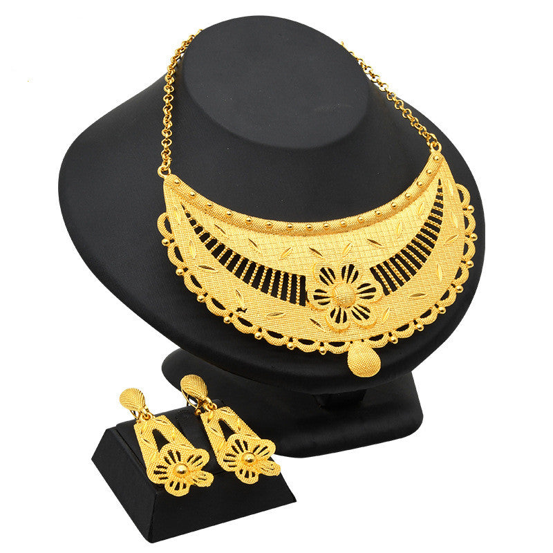 Conjunto de bisutería chapado en oro de 24 quilates con aretes, hermoso conjunto de bijou de distintas figuras