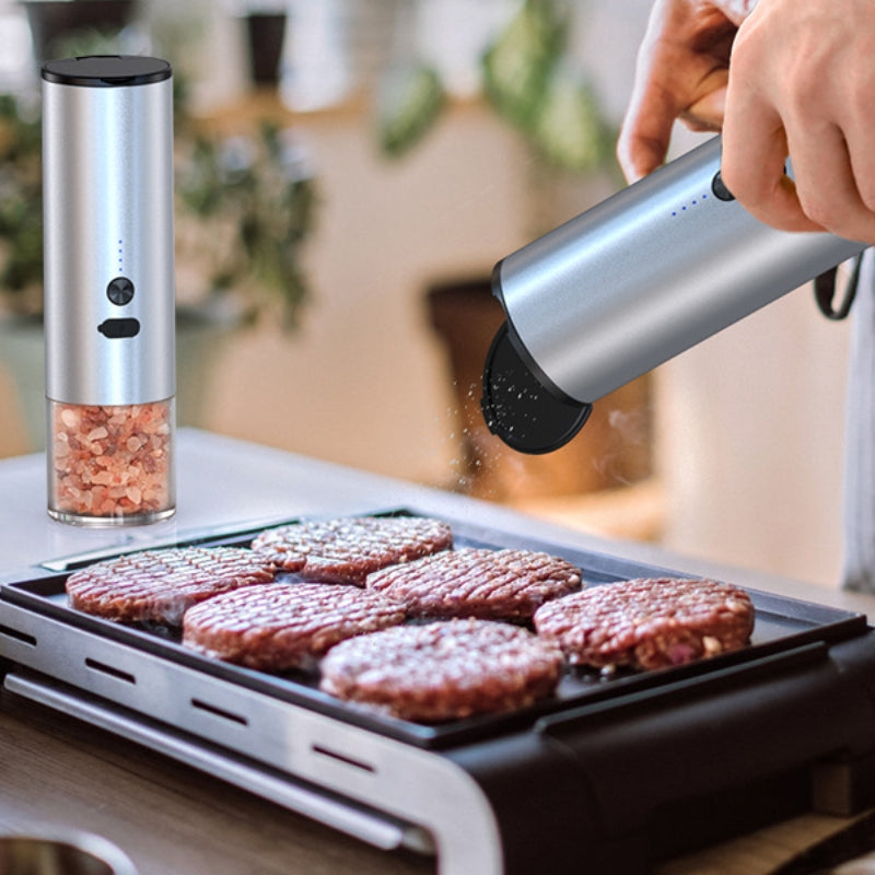Molinillo eléctrico para especies sal y pimienta, molinillo eléctrico, molinillo de pimienta yrgable, juego de m sal con utensilios de cocina LED
