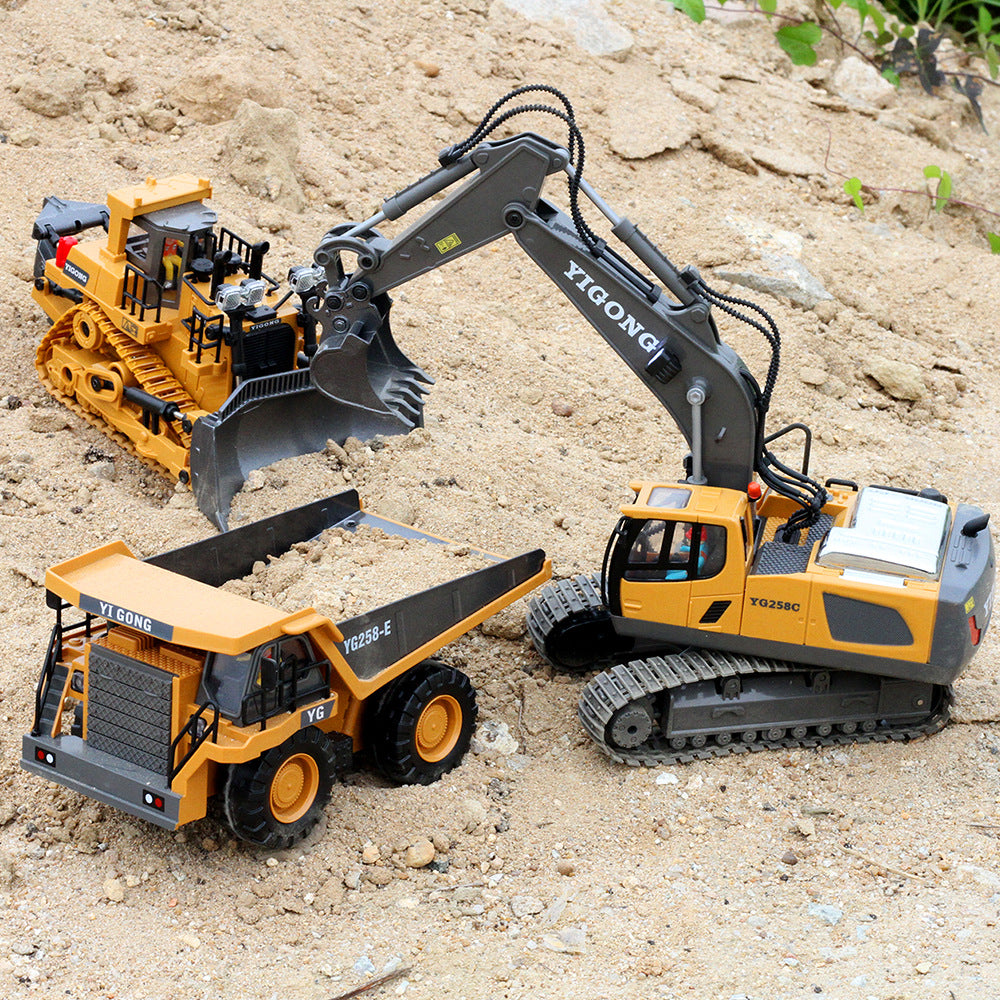 Excavadora Teledirigida De Aleación Recargable, Vehículo De Ingeniería Excavador juguete para niños