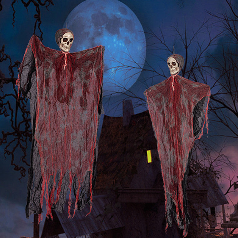 Colgante de fantasma para Halloween, colgantes de calavera de terror con sangre teñida para fiesta de Halloween, Patio, césped, ventana, decoración de la casa
