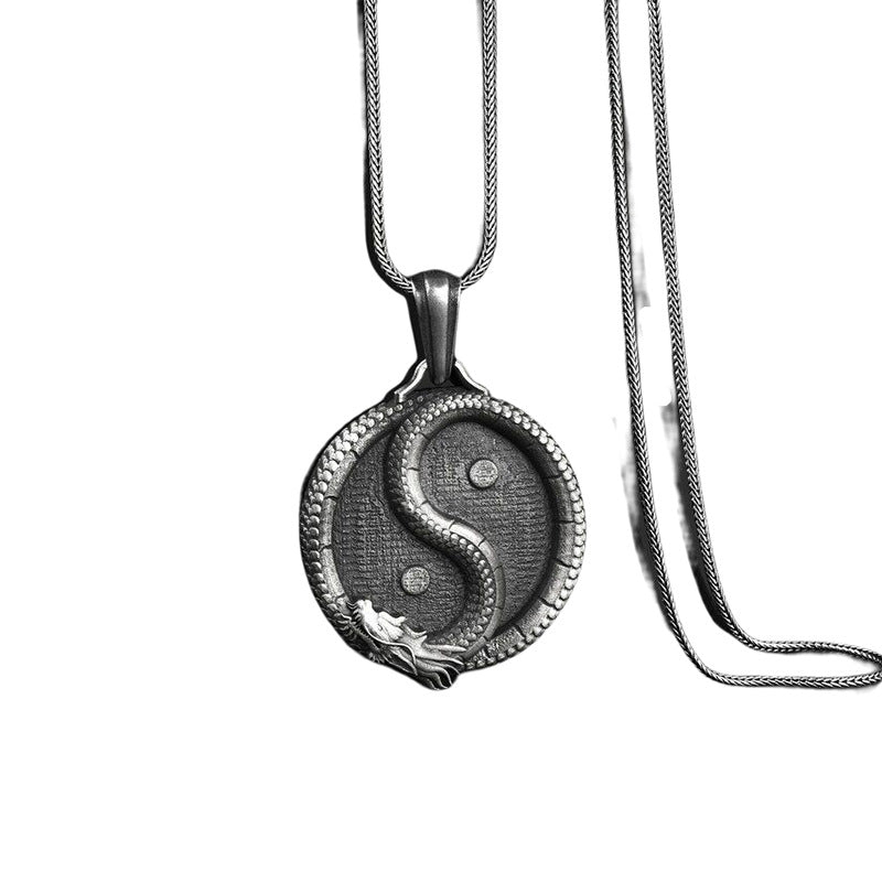 Cadena UNISEX en metal acero y titanio con figura de YIN YANG