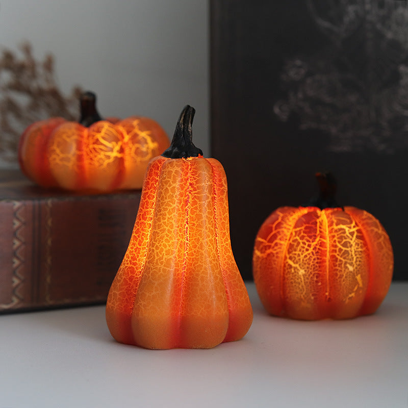 Linterna de calabaza para Halloween, lámpara LED tipo vela de calabaza , Decocoración de Halloween