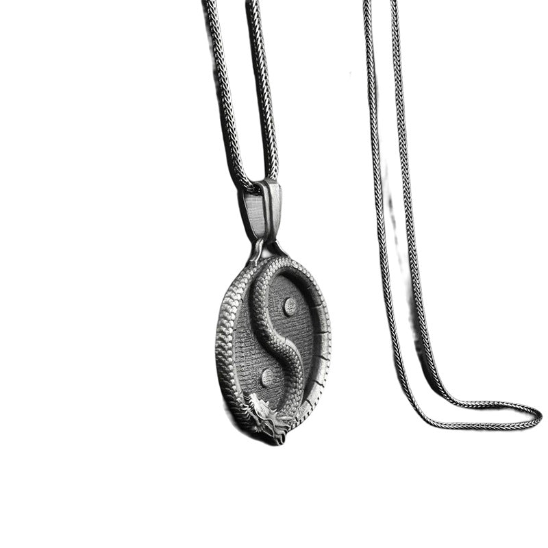 Cadena UNISEX en metal acero y titanio con figura de YIN YANG