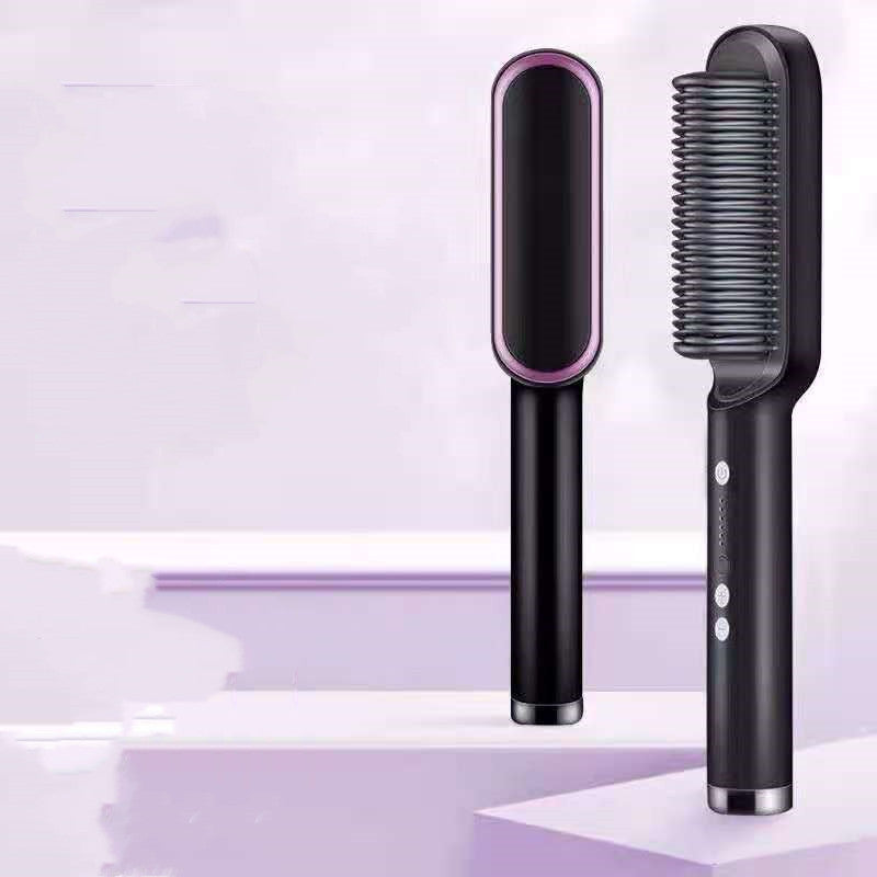 Nueva plancha de pelo 2 en 1, peine caliente, rizador de iones negativos, cepillo eléctrico de doble propósito.