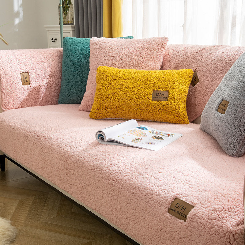 Funda de lana para sofá ideal para este inverno, fundas de sofá suaves y lisas de felpa gruesa para sala de estar