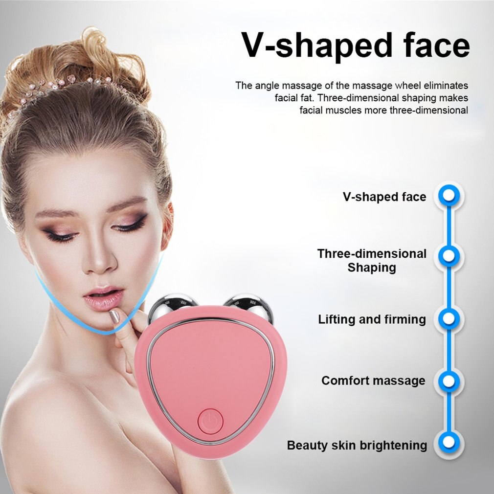 Instrumento de belleza de microcorriente facial portátil para levantar, adelgazar y reducir, masajeador de doble rodillo, antiedad