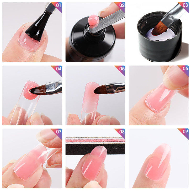 SET para uñas; decoración y pegado de uñas de todos los colores, POLYGEL