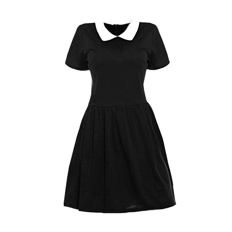 Vestido negro de niña malvada, la huerfana, Merlina de los locos Adams, disfraces para fiestas