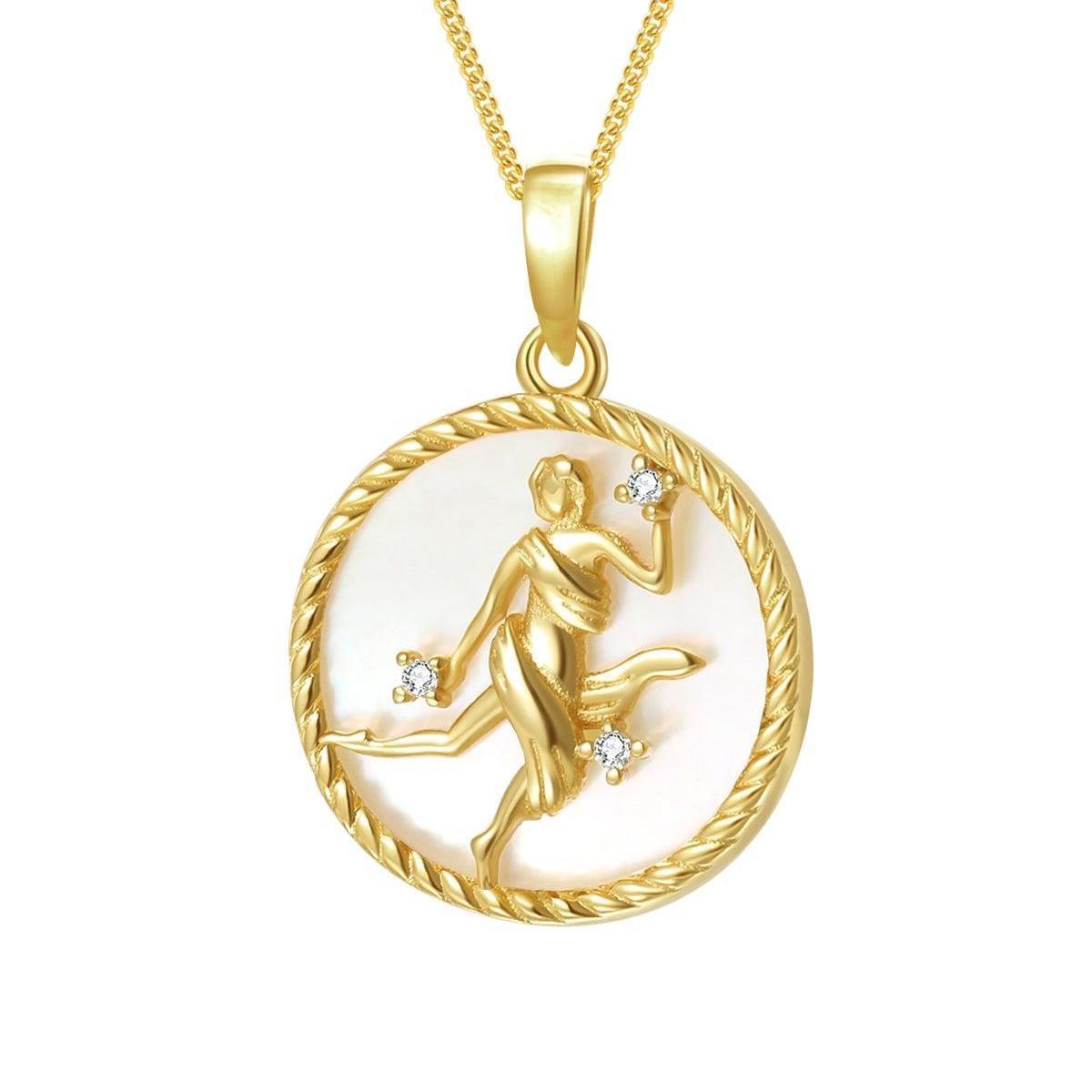 Collar de circonitas con 12 constelaciones de moneda redonda, COLLAR con dije de SIGNO del ZODIACO