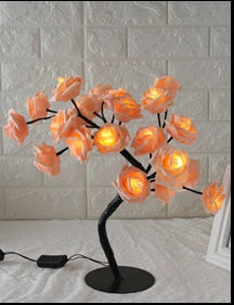 Lámpara de árbol LED Lámpara de árbol con flores de rosas, luces de hadas de árbol con USB, luces nocturnas, decoración de dormitorio