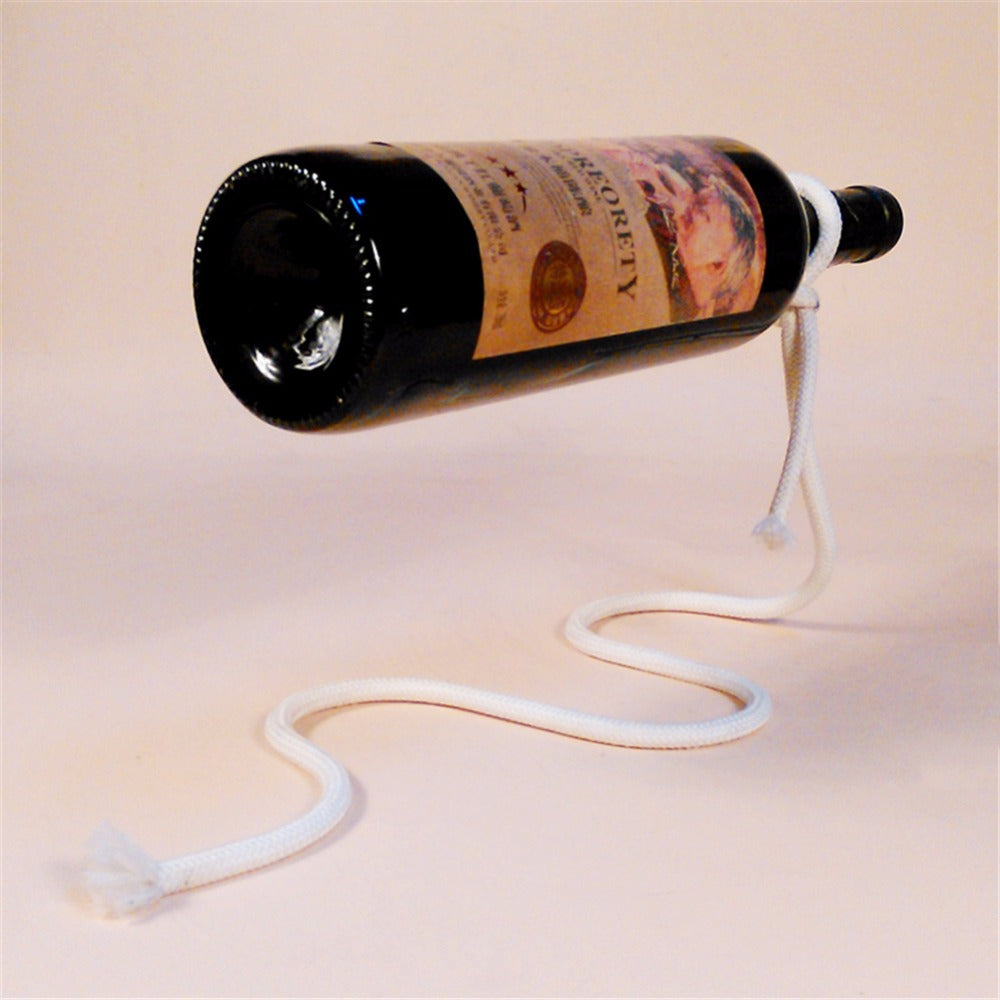 Soporte de botella de vino con diseño flotante, cuerda, lazo, estante para vino, whisky, cocina, bar, pub, accesorios