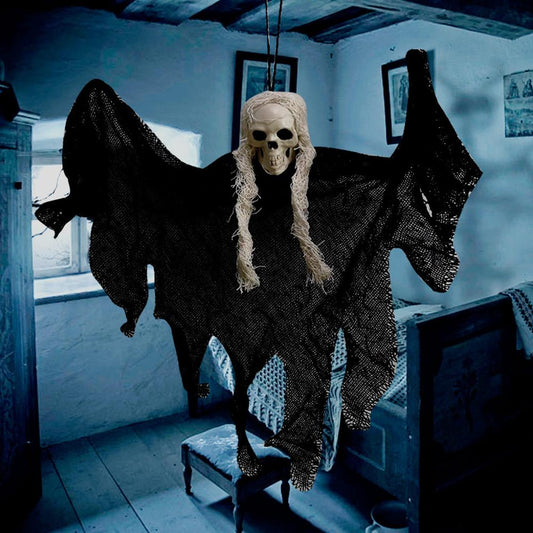 Decoración de calavera de Halloween; Muñeco decorativo para fiestas de terror.