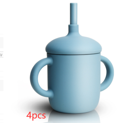 Diseño de taza de silicona, taza de alimentación de bebé, botella de agua con popote, taza para sorber de silicona