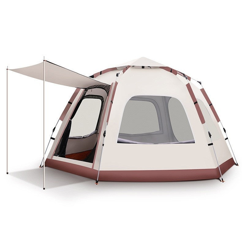 Tienda de campaña hexagonal grande para exteriores, resistente al viento, impermeable y antimosquitos.